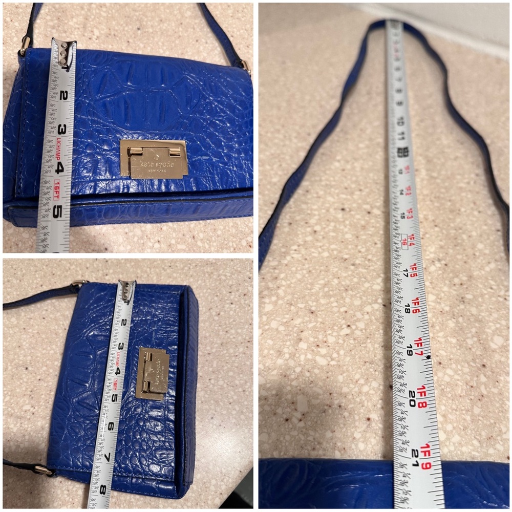 Kate Spade New York Rialto Place Sally Crossbody Bag Blue Crocodile Embossed GUC - Picture 14 of 16